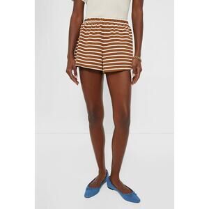 POMANDER PLACE Mocha Stripe Structured Knit Milo Shorts Size L NWT